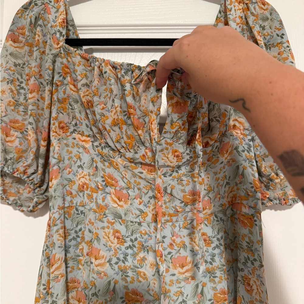 Floral Puff Sleeve Maxi Dress - Picture 3 of 7